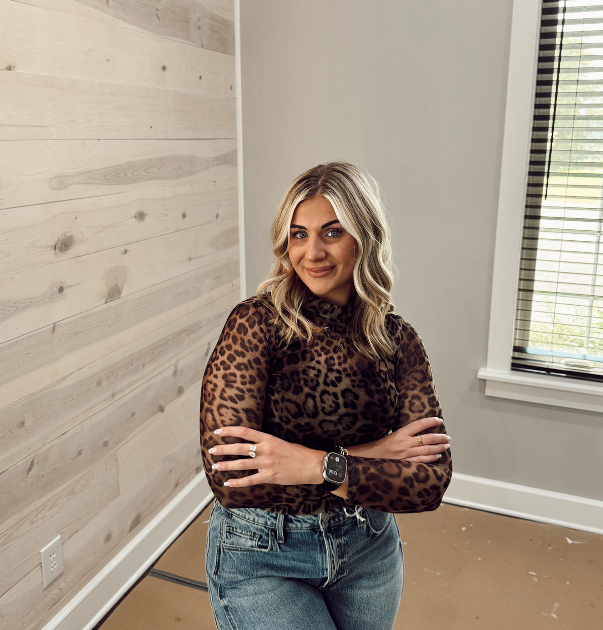 Leopard Mesh Top