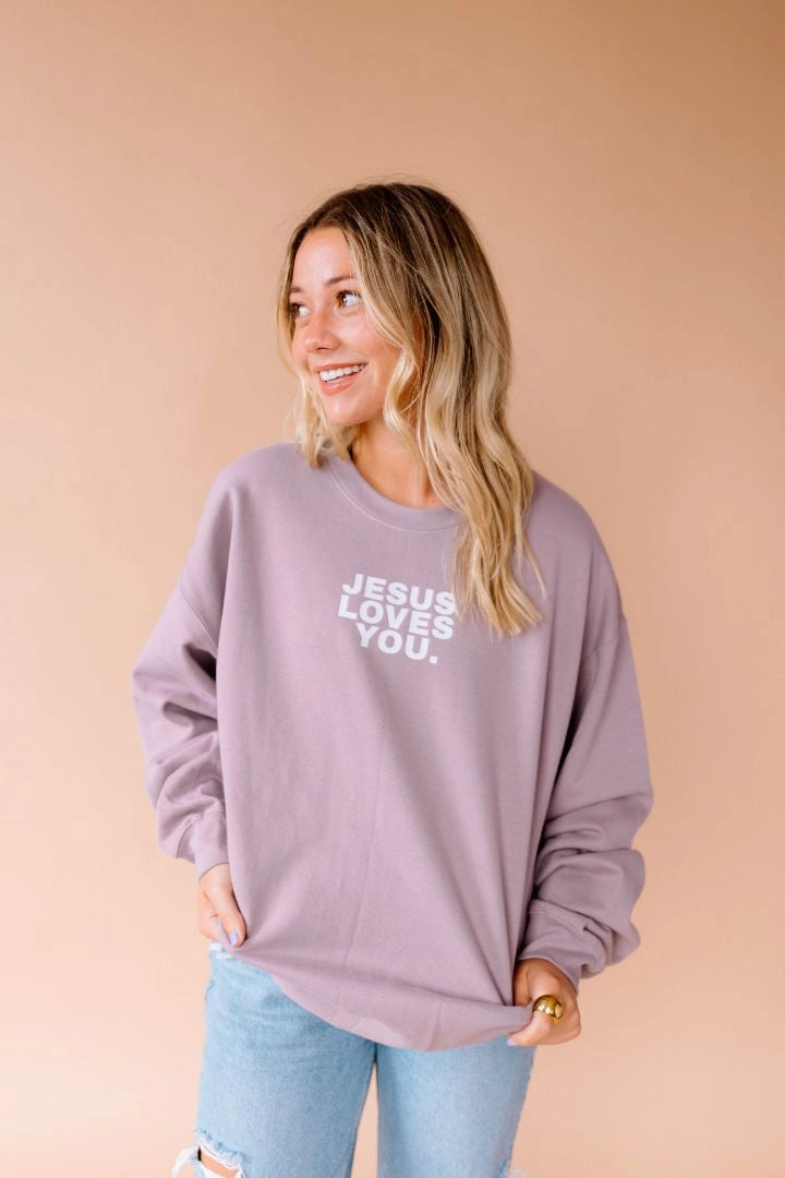 Jesus Loves You Purple Pullover