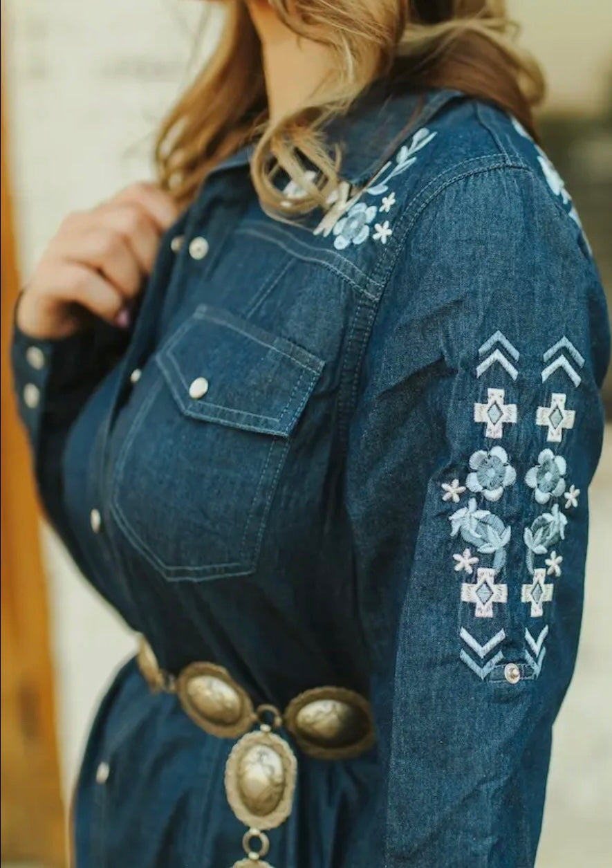 Aztec Pearl Snap Dress