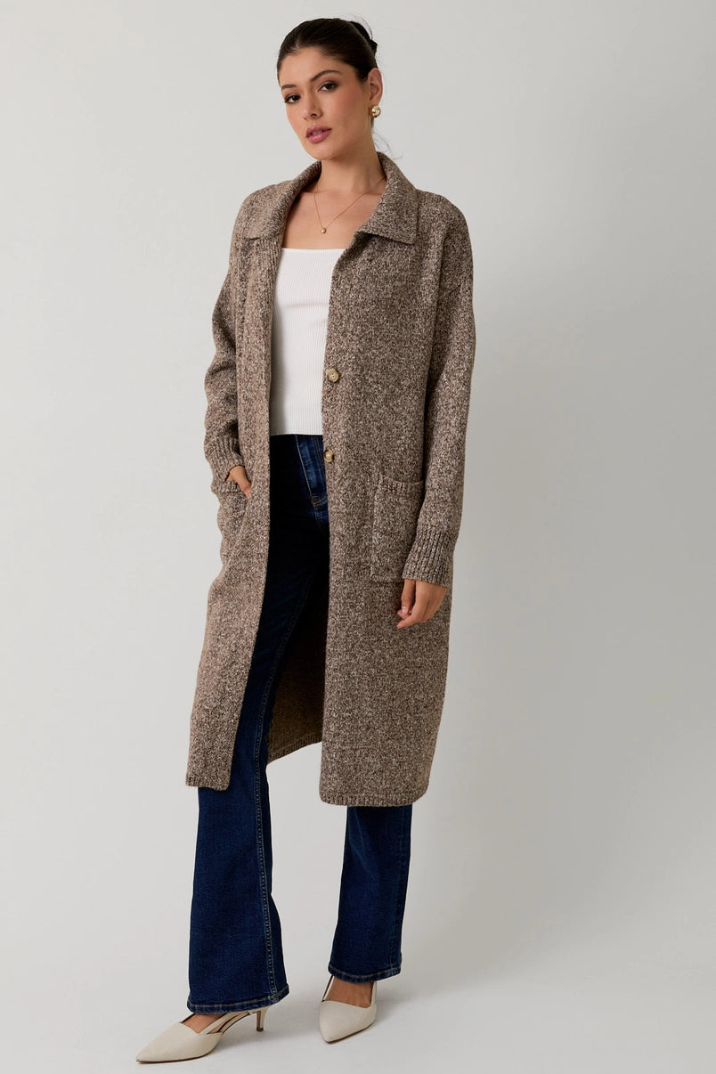 Collared Maxi Sweater Cardigan