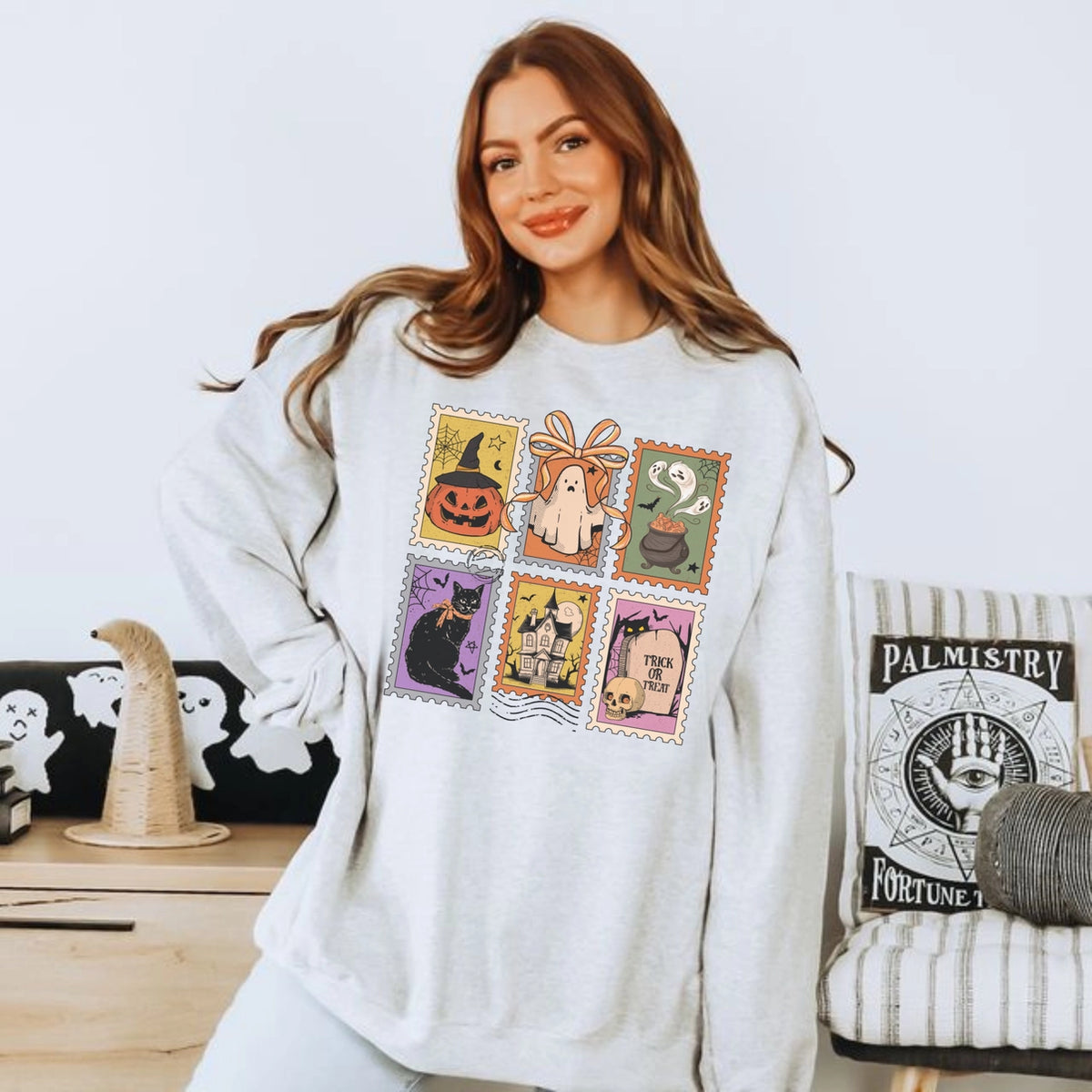 Halloween Stamps Crewneck Sweatshirt