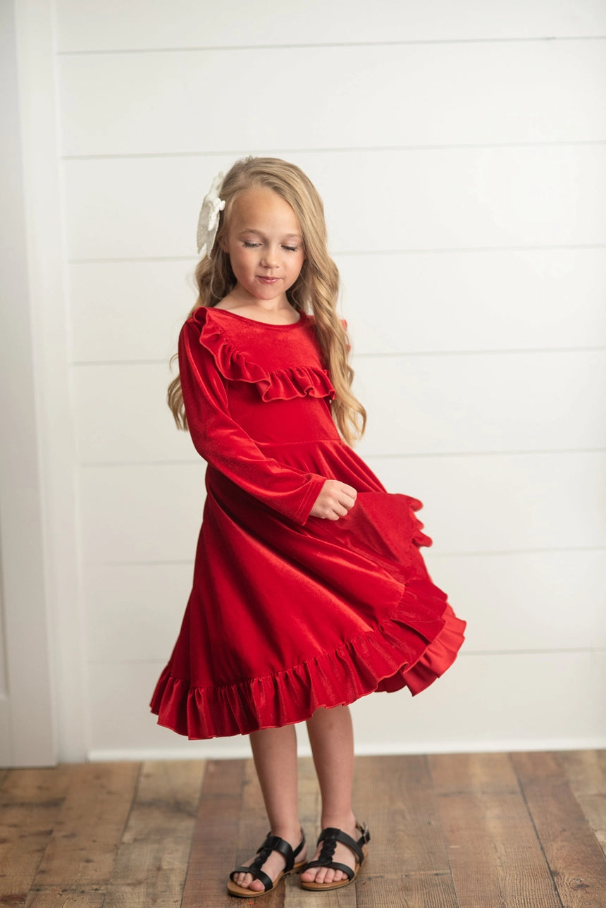 Red Velvet Dress - Kids