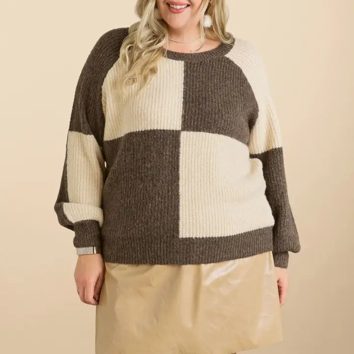 Brown Colorblock Sweater