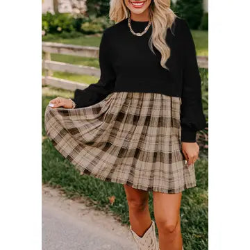 Plaid Patchwork Dress