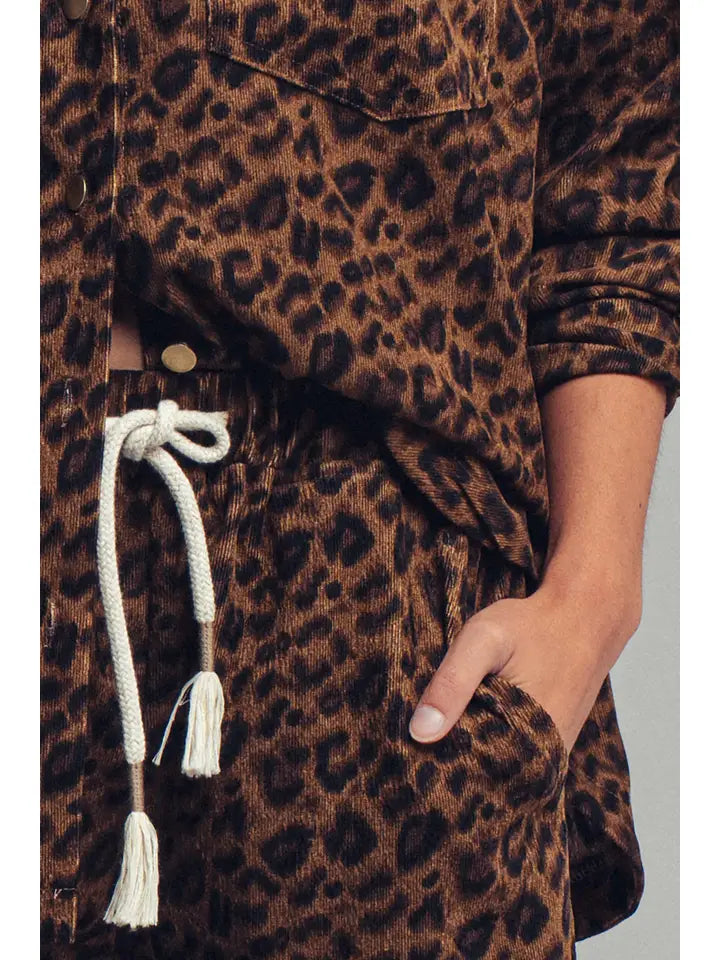 Leopard Print Set–Oversized Button-Up Shirt & Relaxed Pants
