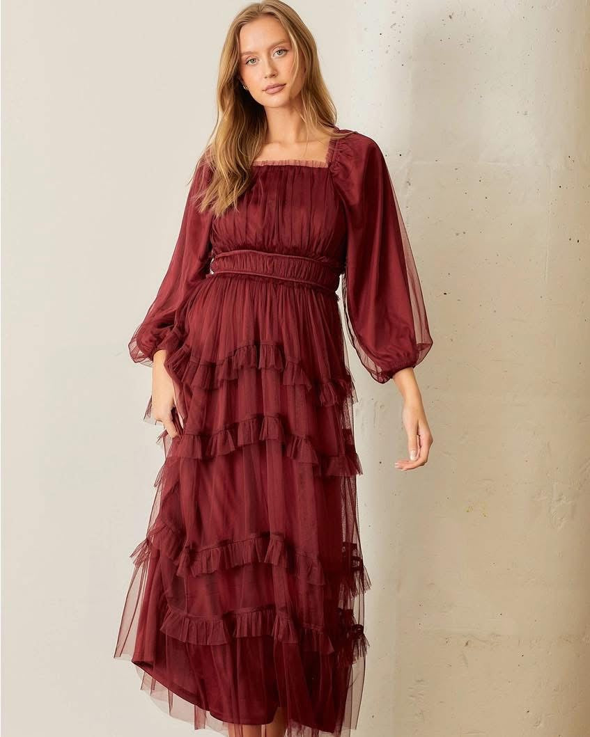 Sheer Ruffle Tulle Dress