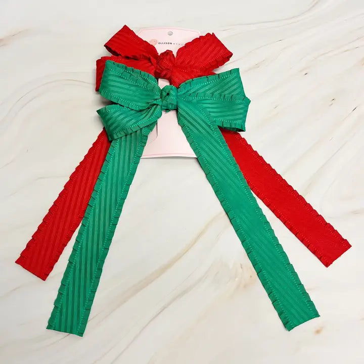 Doubled Frill Bow Hair Clip Set of 2