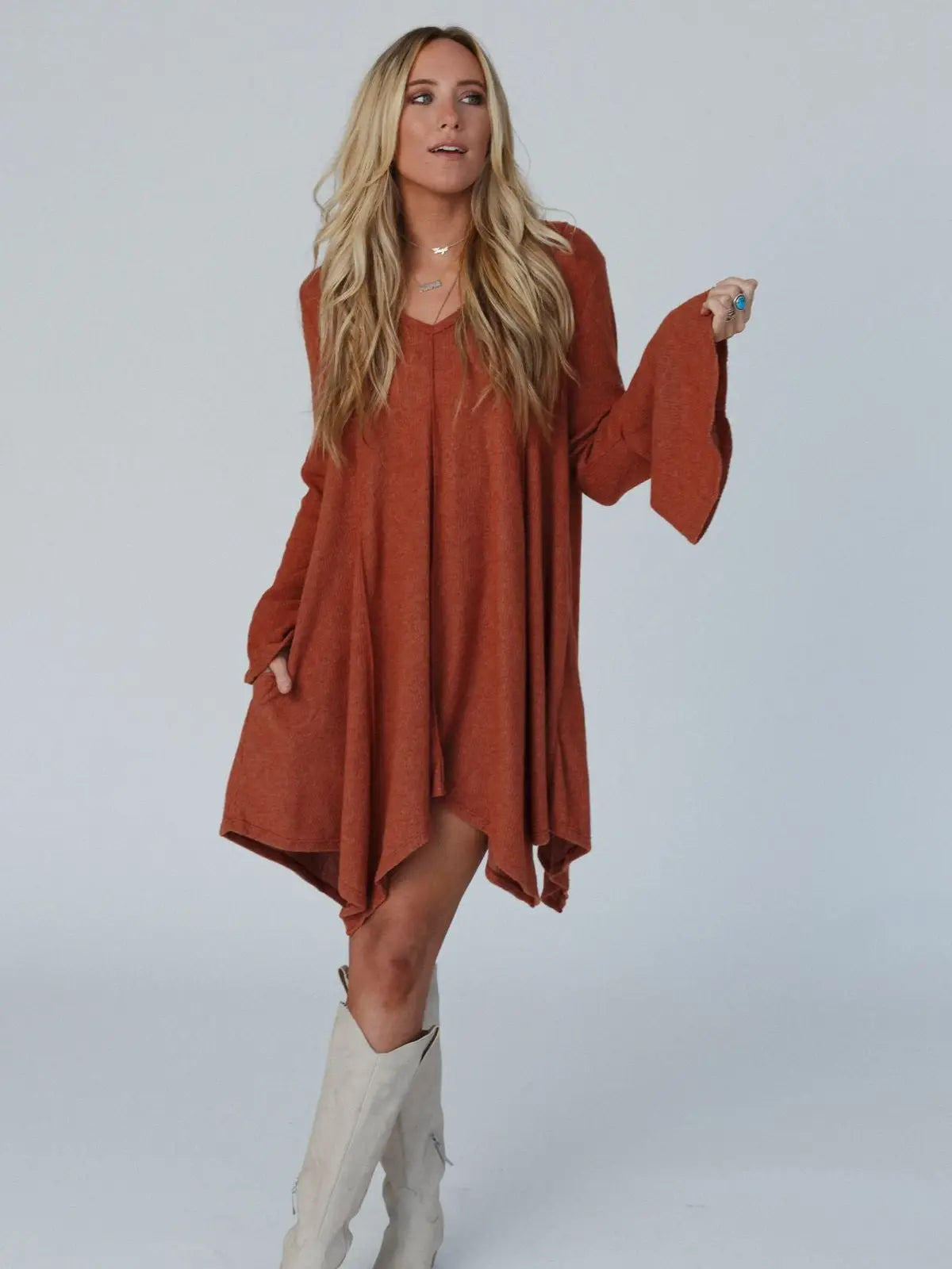 Golden Hour Long Bell Sleeve Dress