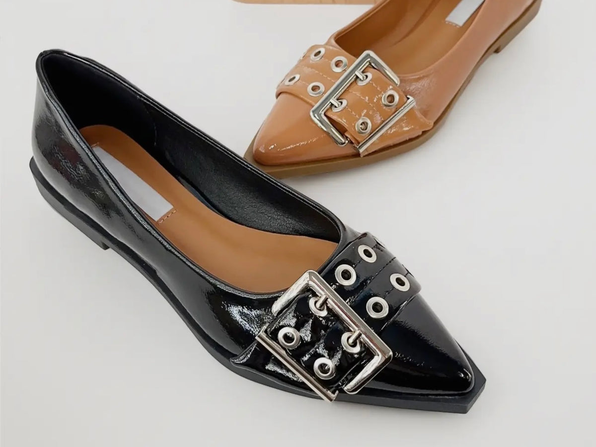 Eyelet Buckle Flats