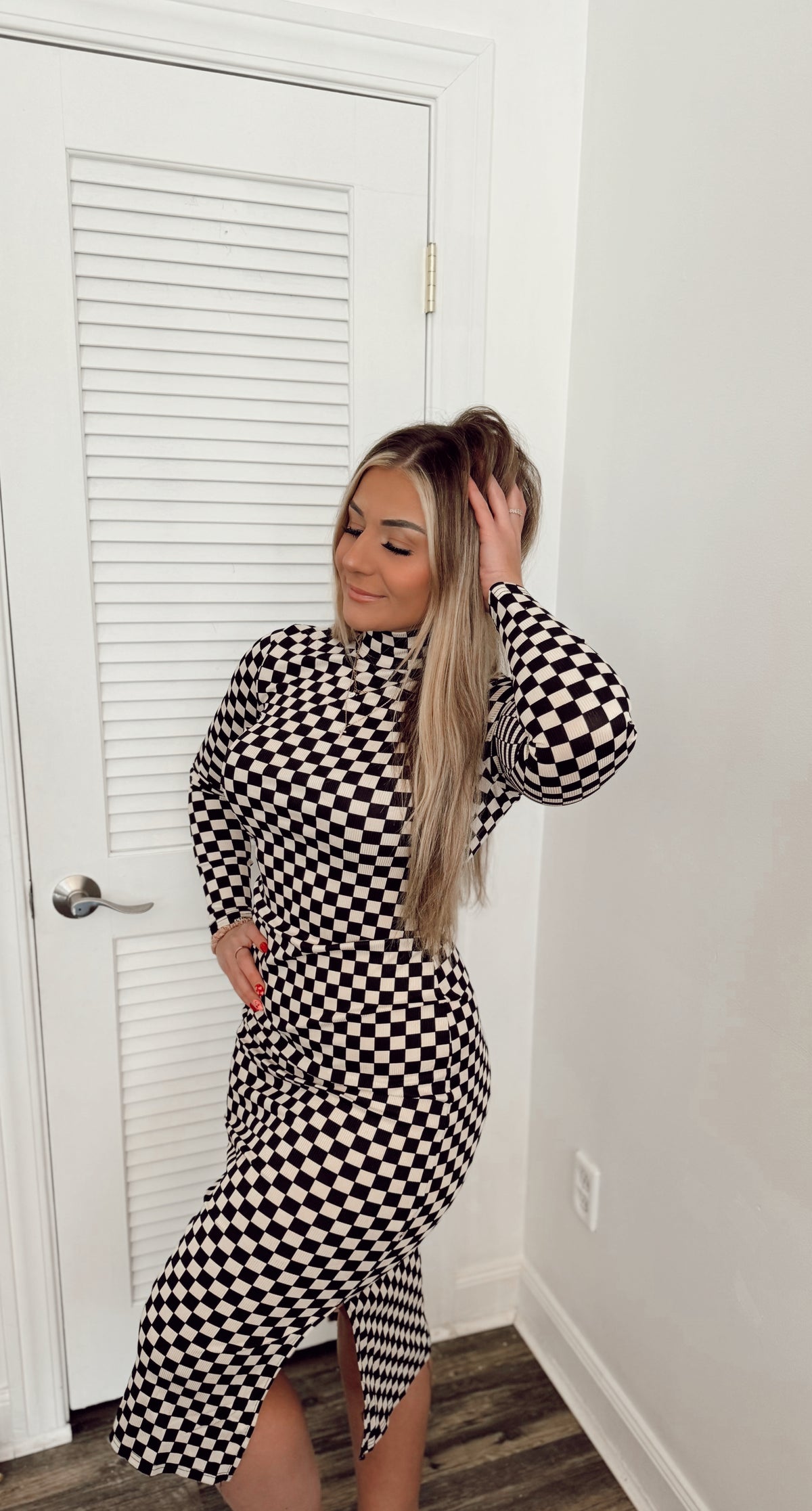 Checkered Midi Dress