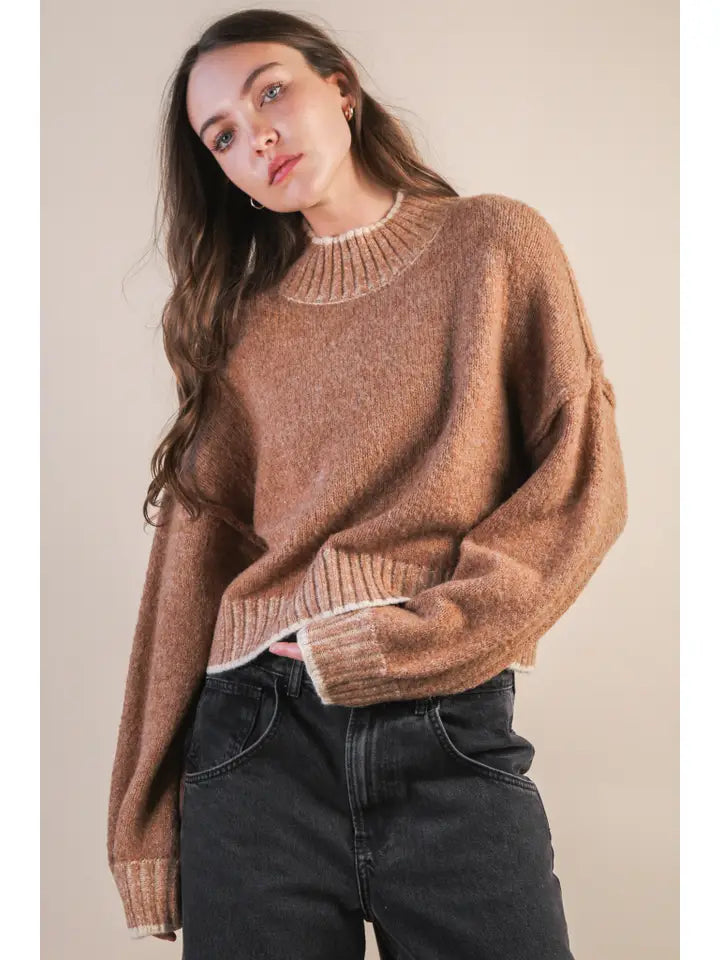 Mocha Mock Neck Sweater