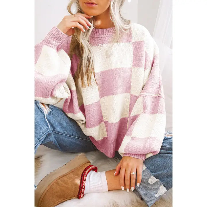Checker Crewneck Sweater