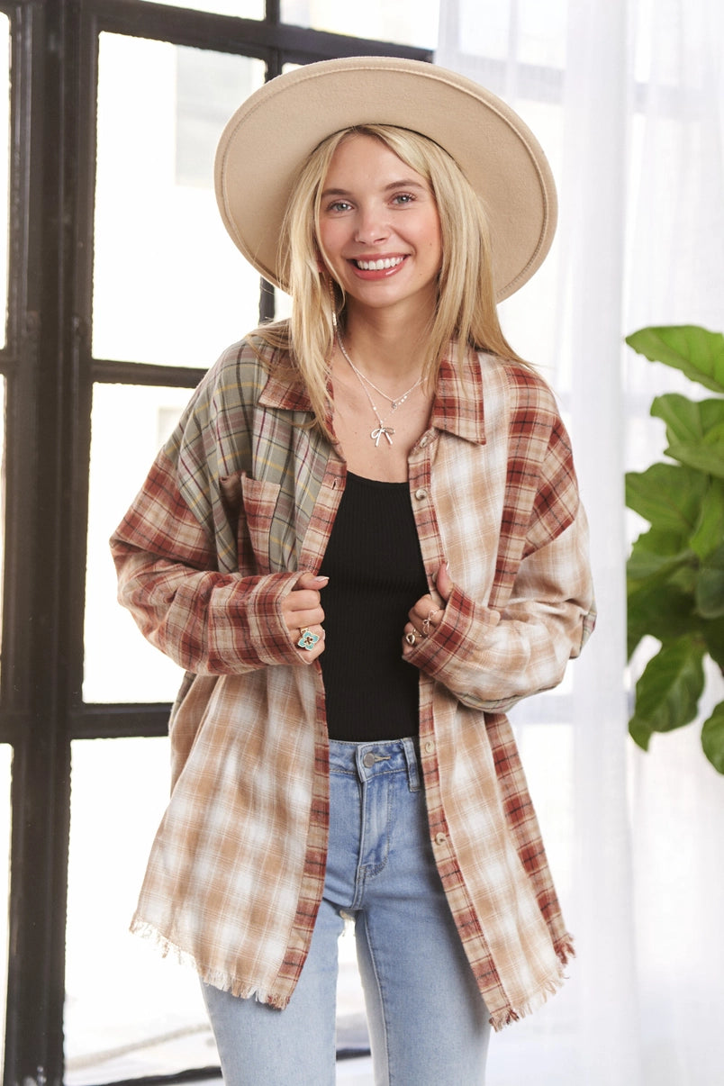 Plaid Frayed Shirt