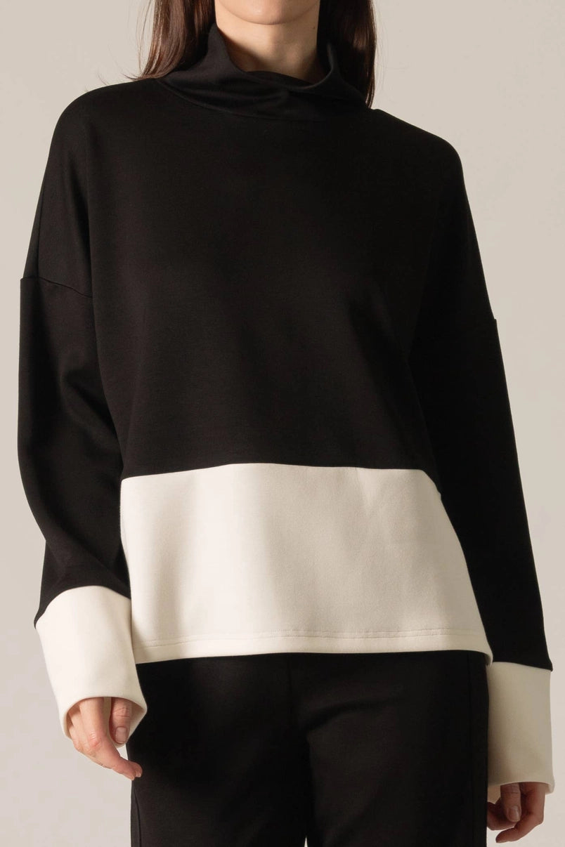 Butter Modal Color Block Mock Neck Top