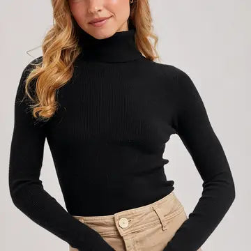 Ribbed turtleneck-Black