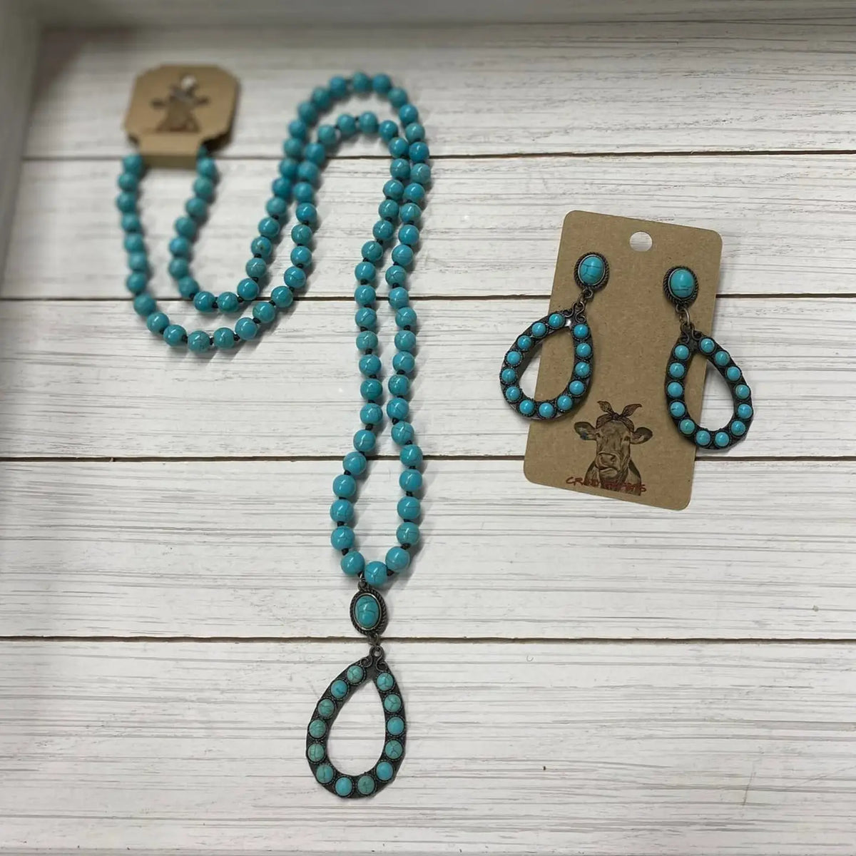 Boho Natural Stone Necklace & Earrings