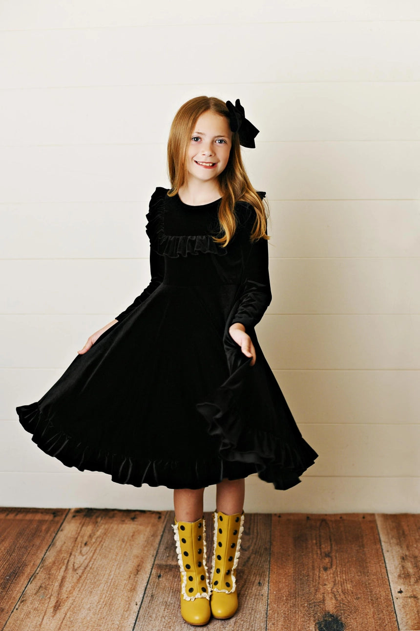 Black Velvet Dress - Kids