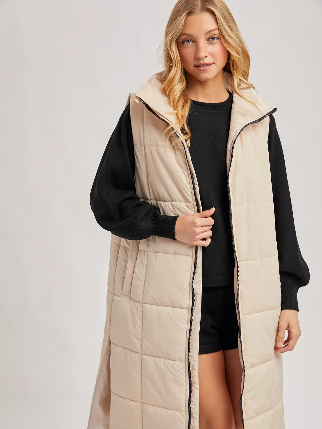 Quilted Longline Puffer Vest